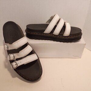 DOC MARTENS DOCS L10US/42EU Blaire Slides White Strappy Sandals SOFTWAIR Soles